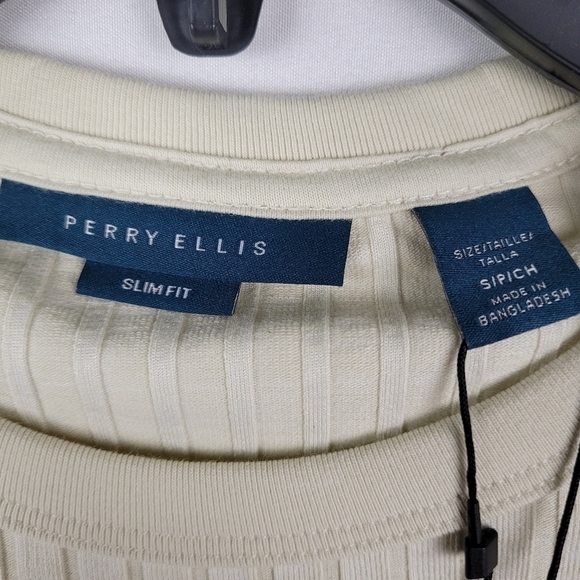 NWT Perry Ellis Men's Ribbed Crew Neck Sweater Silver Birch Size Small - Picture 6 of 7